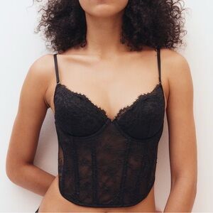 H&M Lace Corset Bra Top Black